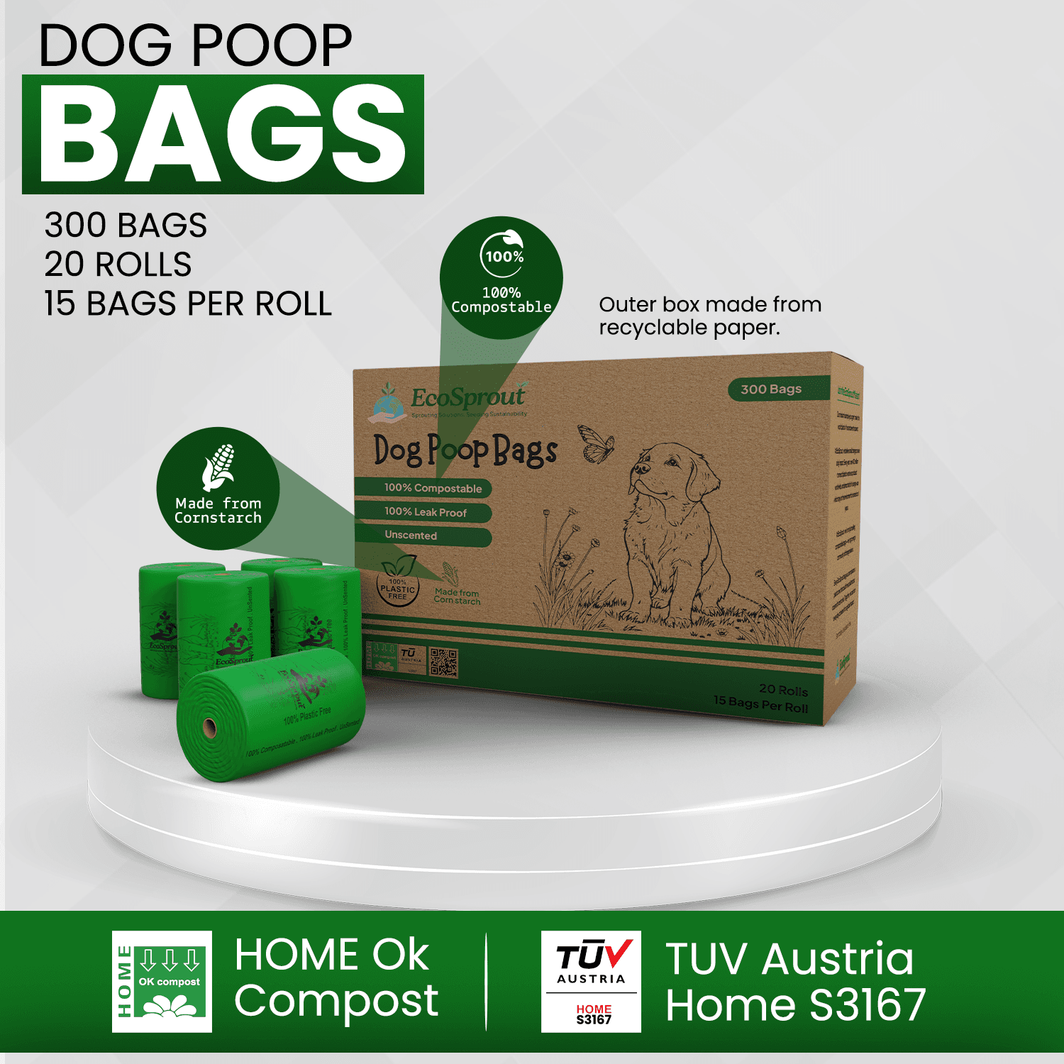 EcoSprout Compostable Poop Bags — 300 Bags