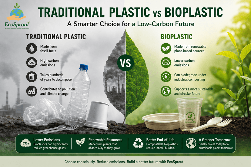 Traditional Plastic vs Bioplastic: A Clear Comparison and Their Role in Reducing Carbon Emissions
