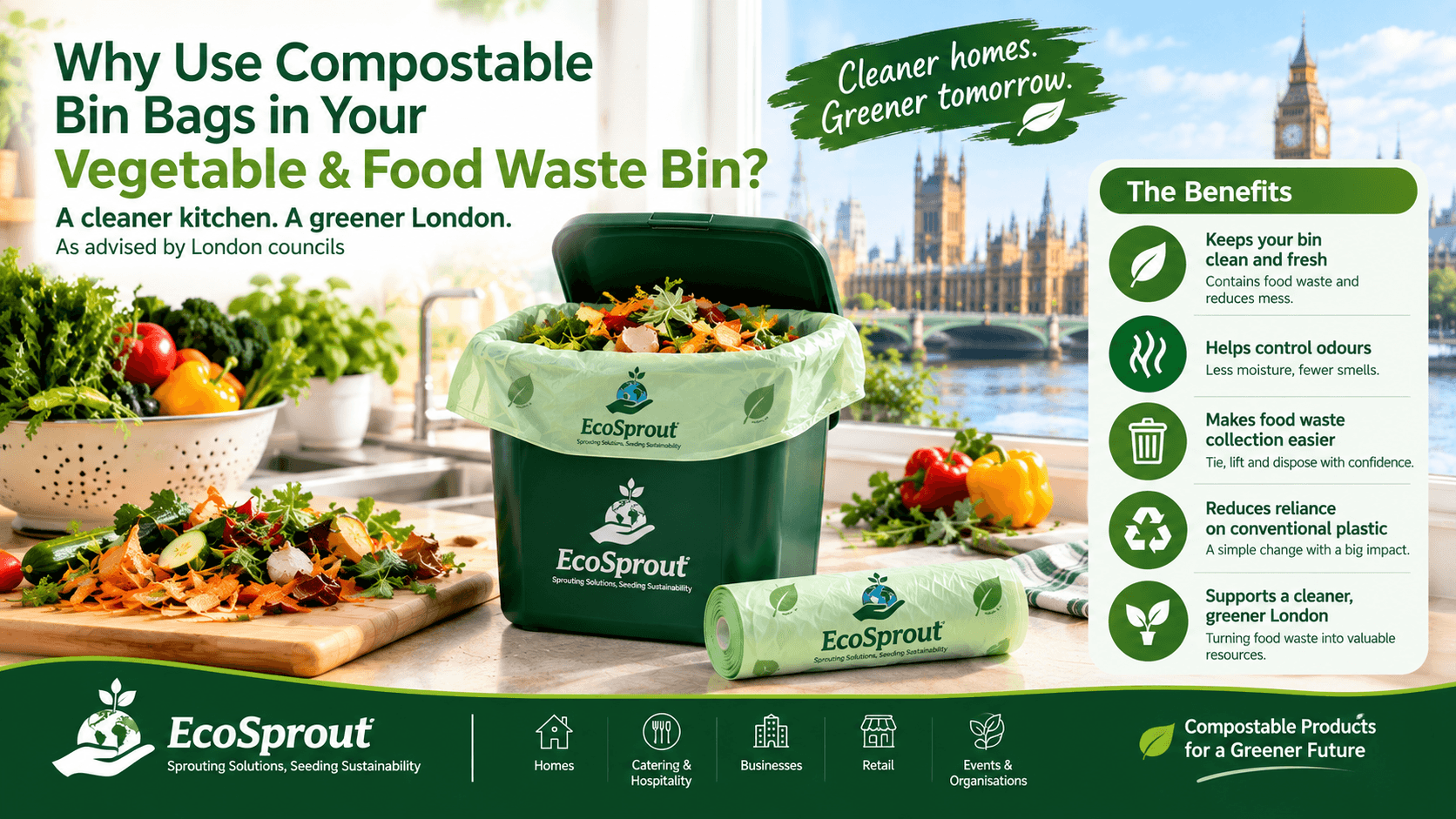 Why Use Compostable Bin Bags in Your Vegetable and Food Waste Bin? A Guide for London Homes and Businesses
